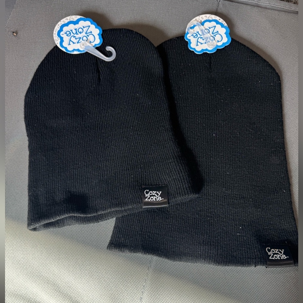 Cozy Zone Black Knit Beanies
